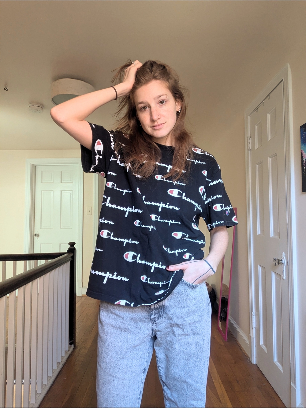 90s Black Champion Printed T-Shirt